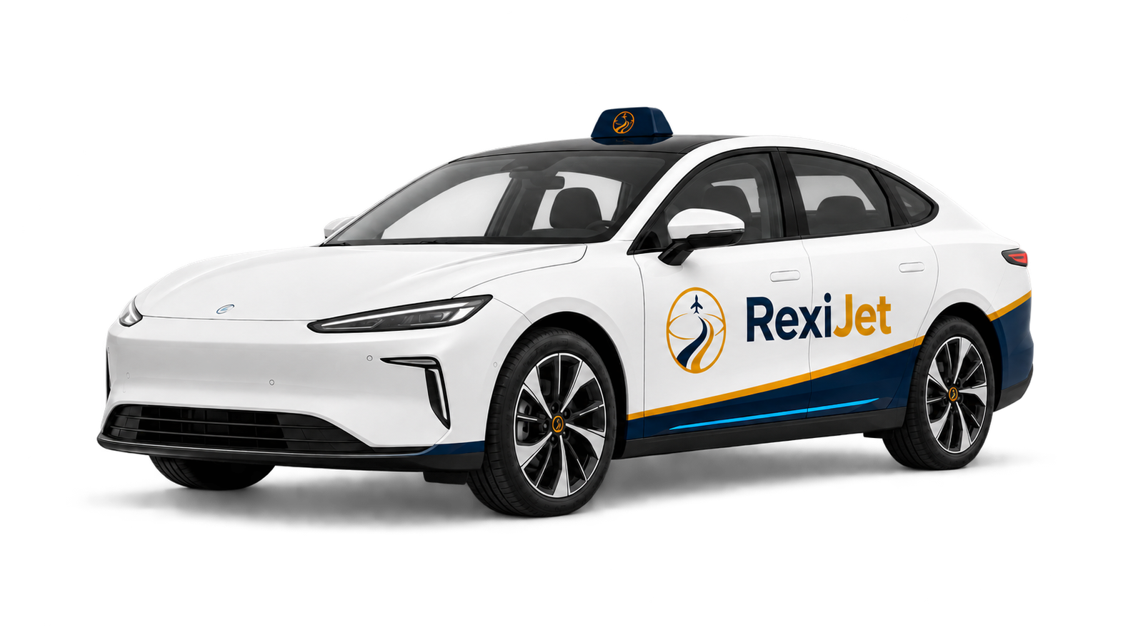 White RexiGo vehicle with RexiJet livery